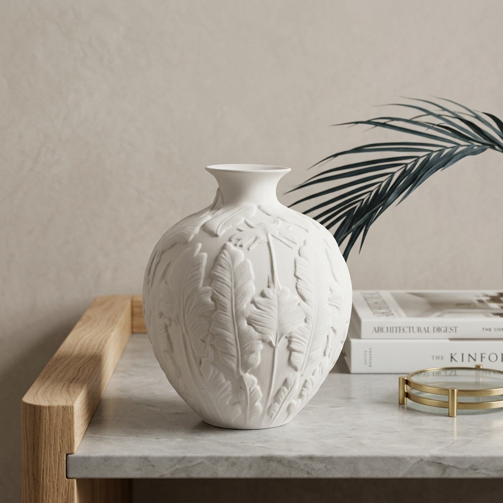 Peça decorativa estilo Ins, vaso de cerâmica simples com design exclusivo, vaso com relevo em nicho, vaso de barro estil