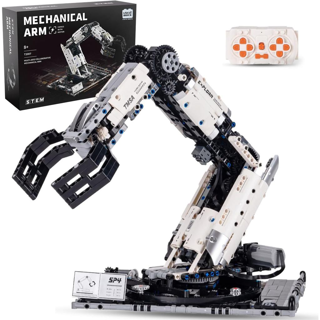Conjunto de Blocos de Construção de Braço Robótico com Tecnologia Mecânica UNCLEBRICK, Brinquedo com Controle Remoto e C