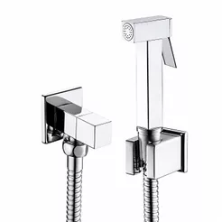 Ducha Higiênica Chuveirinho Quadrada Cromado Gatilho em Metal Luxo para Banheiro
