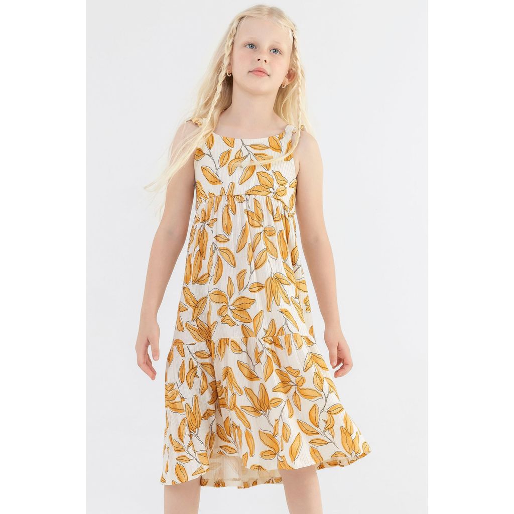 Vestido Infantil Menina Canelado Laranja Colorittá
