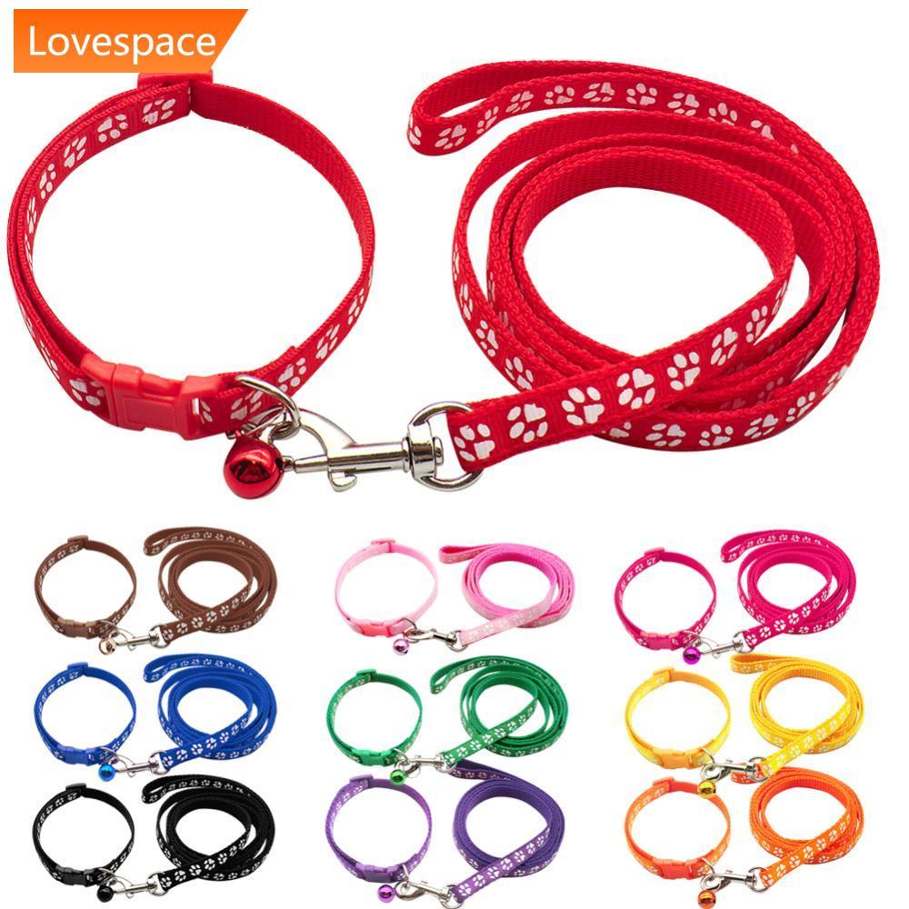 LS-STORE Conjunto De Coleira E Arnês Para Animais De Estimação De 1.2 M , Corrente Cães Com Estampa De Pata Fofa Gatos P