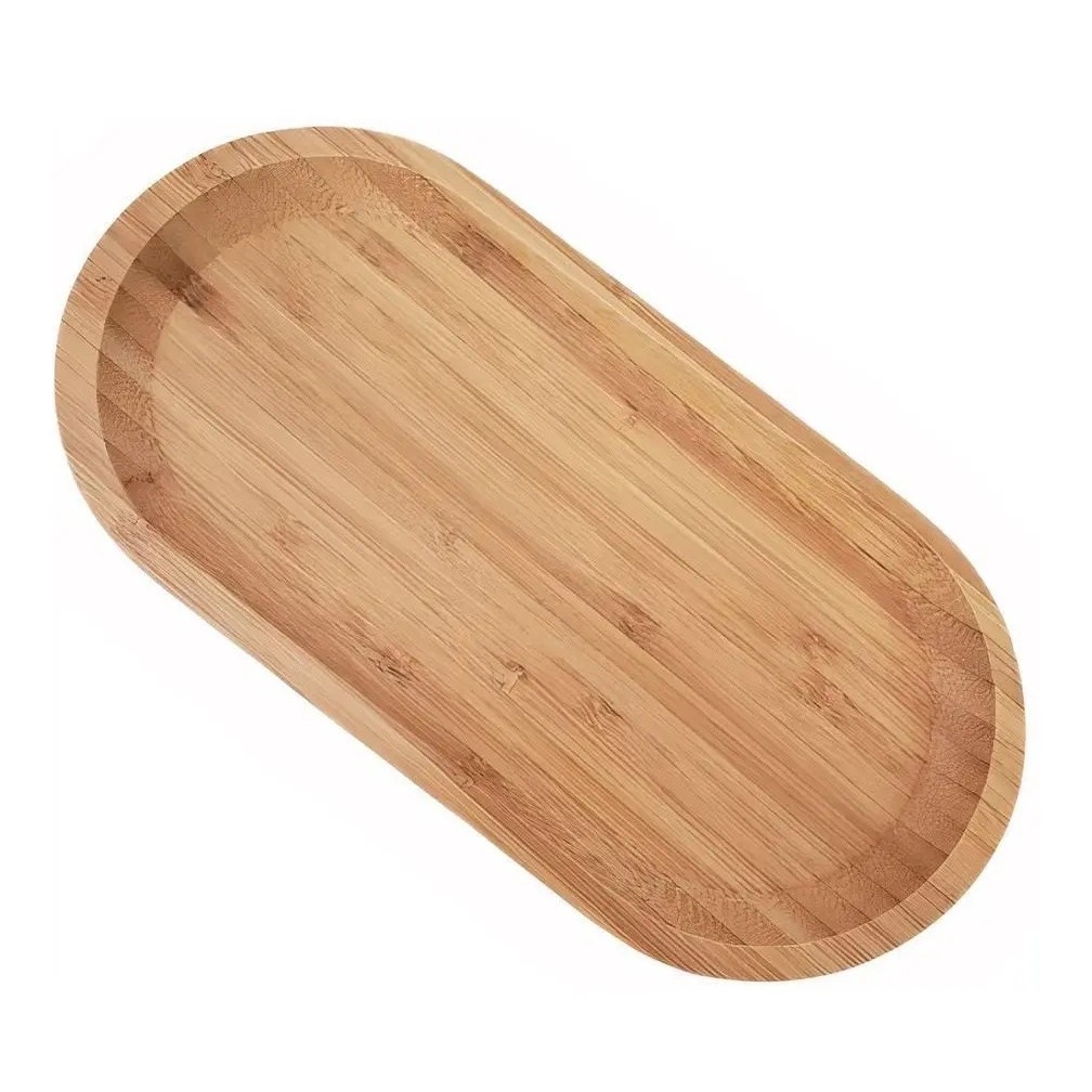Bandeja De Bambu Oval 34cm Servir Petisco Frios Gamela Tábua Aperitivos Churrasco Queijo Sushi Pão Resistente Travessa