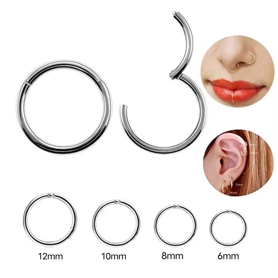 Kit 2 Piercings Argola Segmento Articulado Aço Cirúrgico 316L Nariz Helix KA201 — imagem 2 de 2