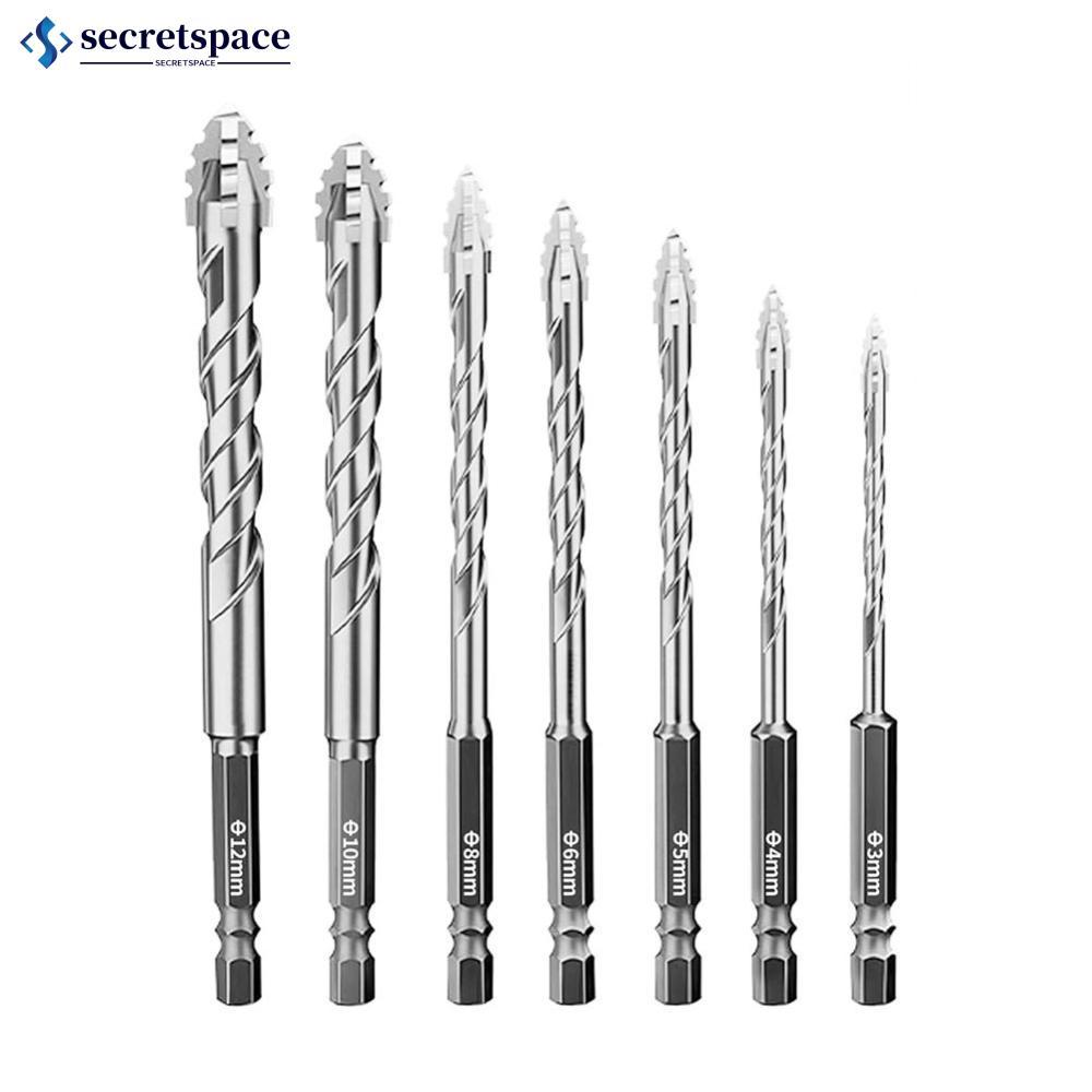 SECRETSPACE Cruz Quatro Flauta Serrilhada Conjunto De Broca Aço Tungstênio 7 Pçs Multiuso Para Telha Cerâmica Vidro Conc