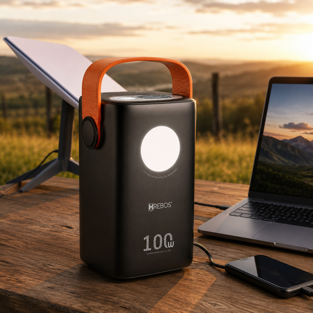 Carregador Portátil Power Bank Grande 60000mah Turbo 100W PD Rápido  Para Mini Starlink Notebook Celulares