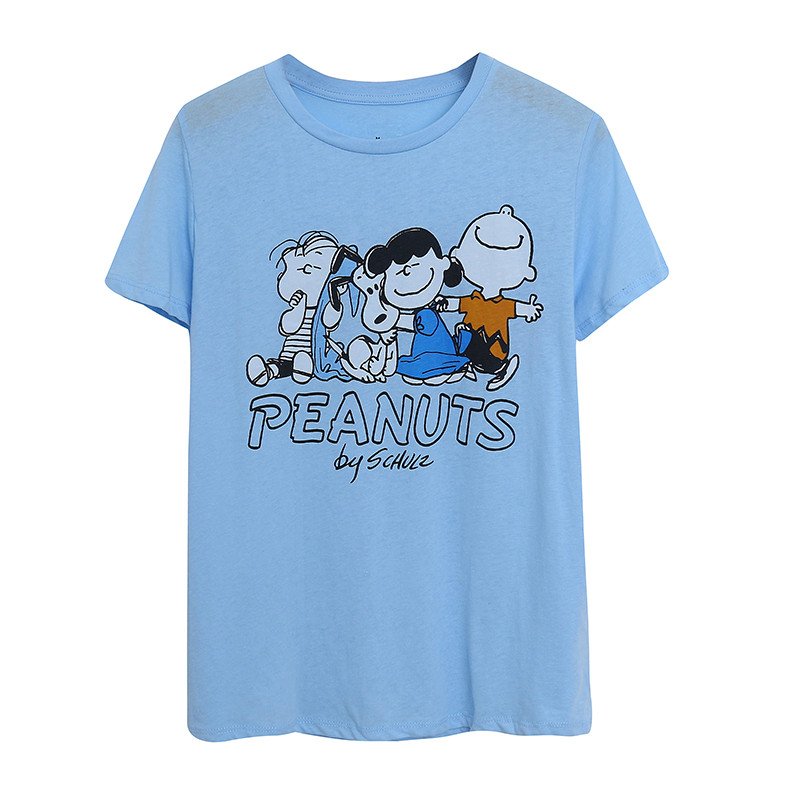 Comércio exterior senhoras dos desenhos animados Anime verão impresso refrescante camiseta solta mais magro olhar em tor