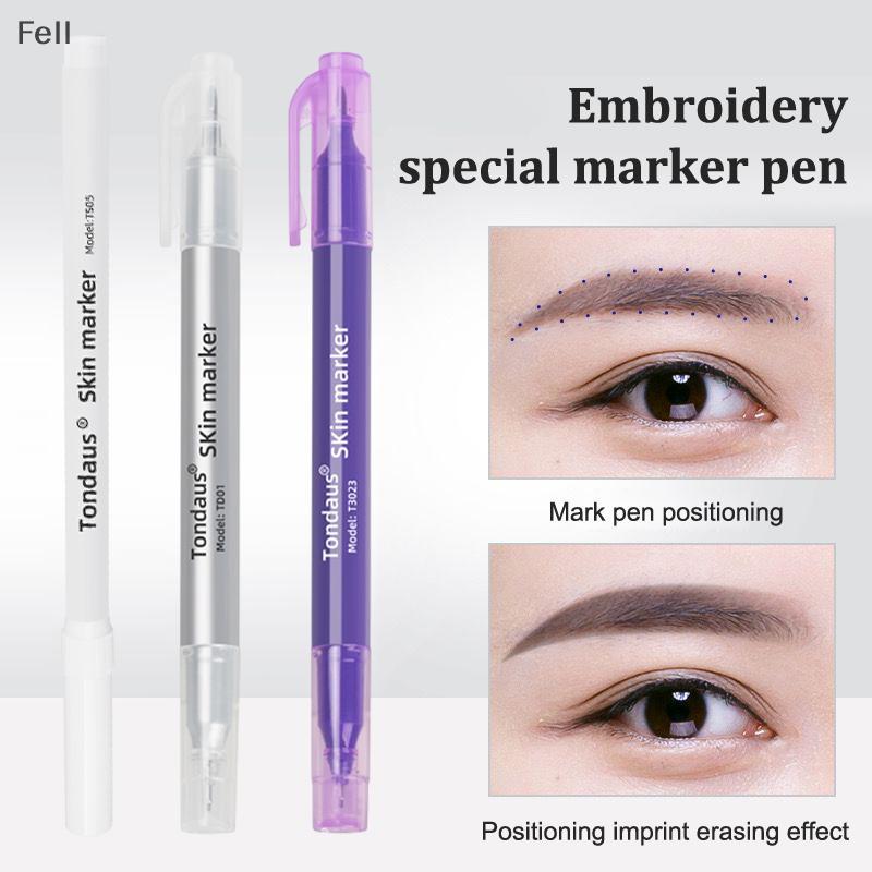 [Fel] Caneta De Marcação De Bordado Estéril Para Tatuagem Marca De Sobrancelha Cirúrgica À Prova D'água Branco Roxo Flut