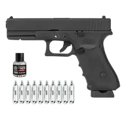 Pistola Airgun CO2 GK G17 Blowback 4,5 + Itens