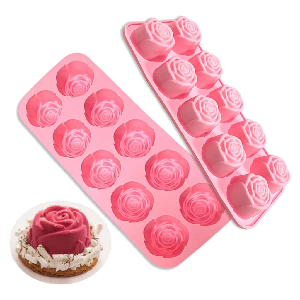 2 peças de moldes de silicone para chocolate em formato de rosa rosa com 20 cavidades |   Formas de Cozimento Antiaderen