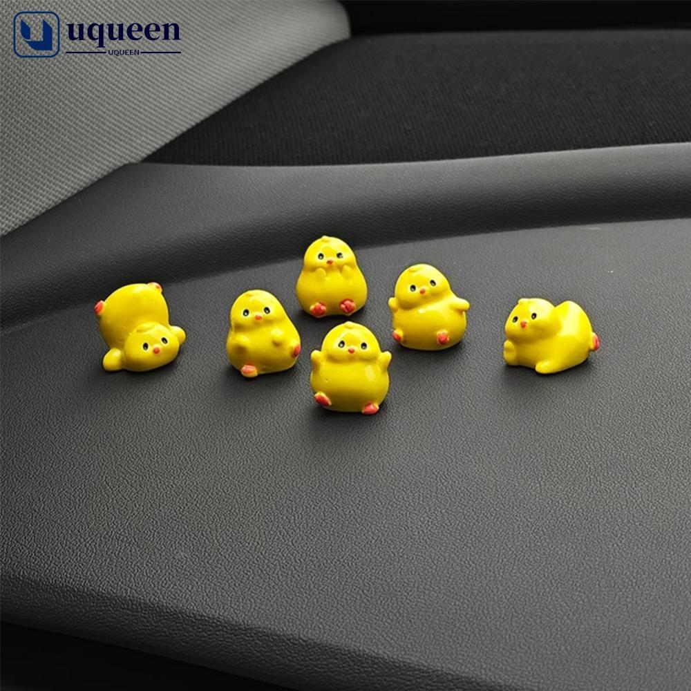 UQUEEN 3 Pçs/6 Console Central Do Carro Painel Navegador Tela Decoração Mini Pintinhos Amarelos Ornamentos Acessórios In