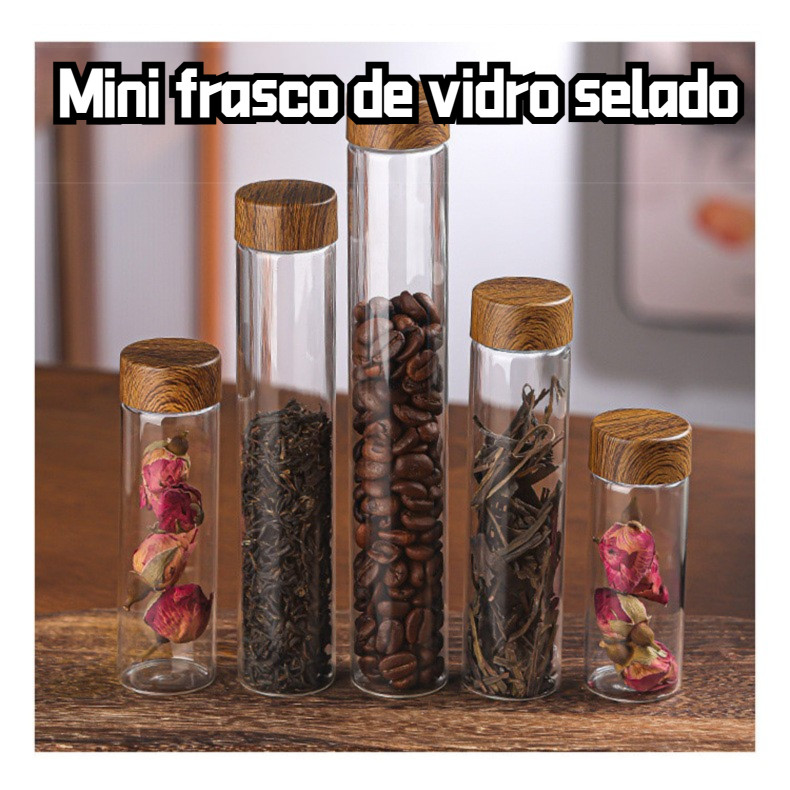 Mini pote de vidro selado para armazenamento portátil, pote de armazenamento de pequeno porte, adequado para chá, café e
