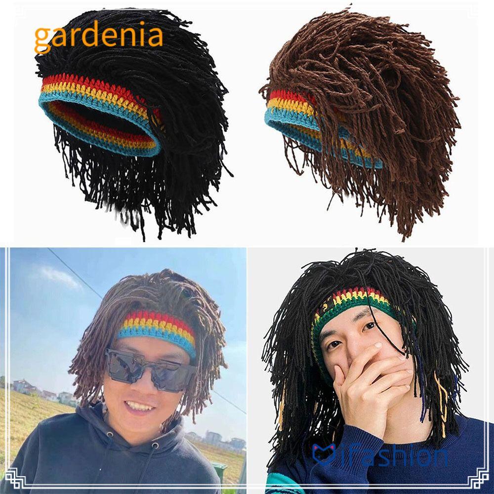 Chapéu De Trança De Peruca GARDENIA , Preta/Marrom Reggae Dreadlocks Masculina De Fibra Hip-hop Boate