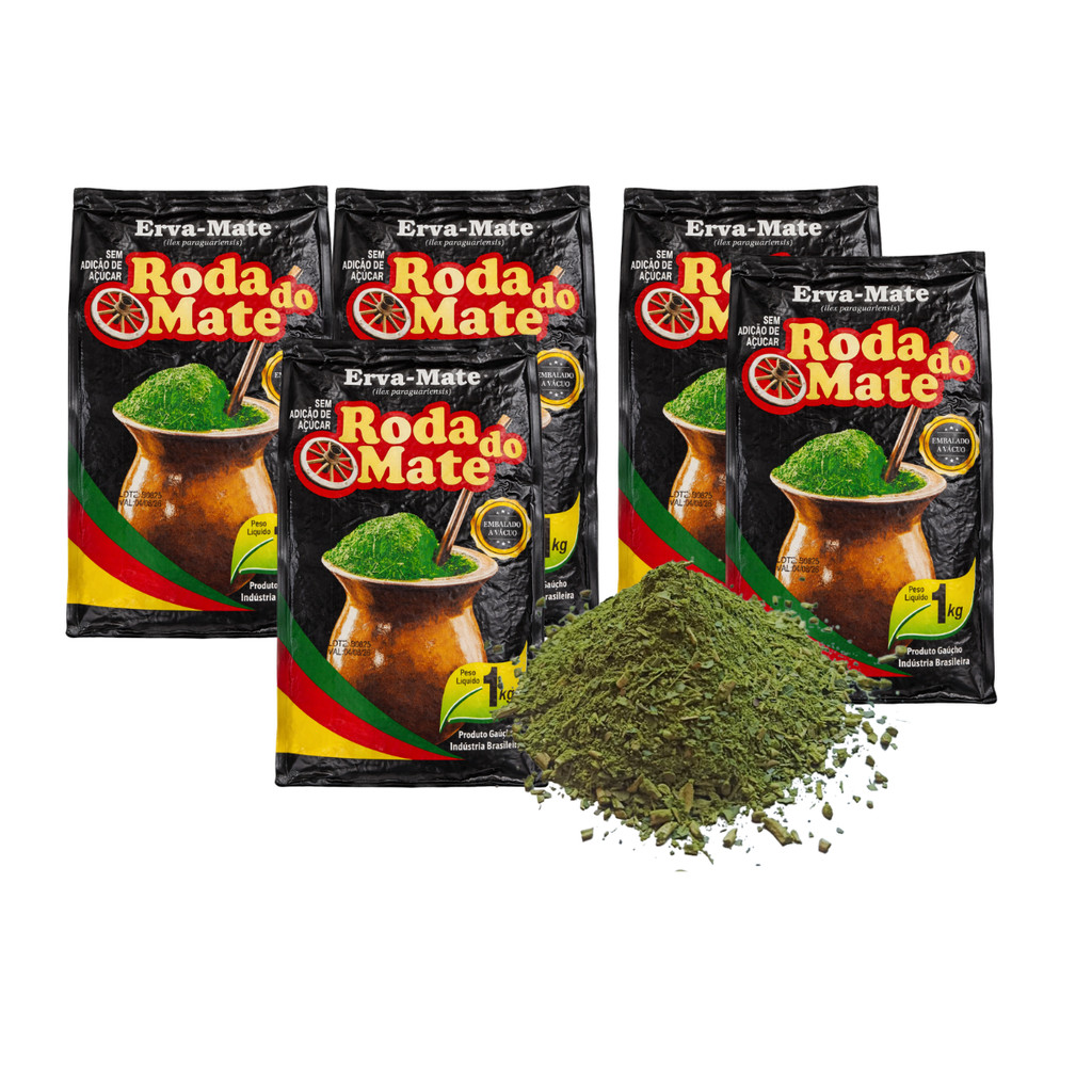 KIT5 Erva Mate Chimarrao Roda do Mate Tradicional à Vácuo 1kg