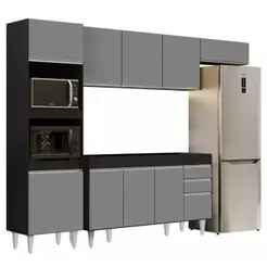 Armário de Cozinha Modulada 4 Peças CP10 Balcão Preto/Cinza - Lumil