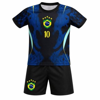 Kit Conjunto Camisa e Short do Brasil Infantil Juvenil AZUL 2026 | TAMANHO 2 AO 14 | ENVIO RÁPIDO
