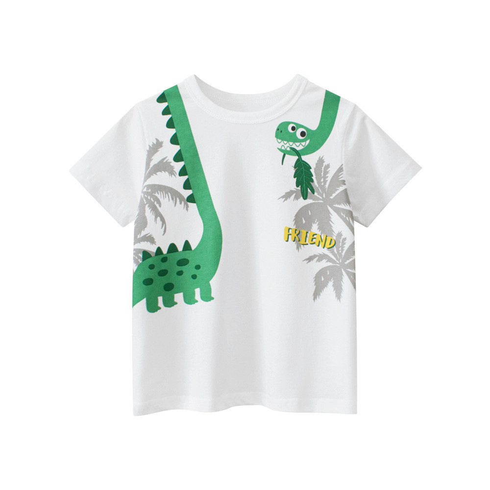 27 crianças puro algodão roupas infantis crianças de manga curta camiseta meninos verão novo dos desenhos animados dinos