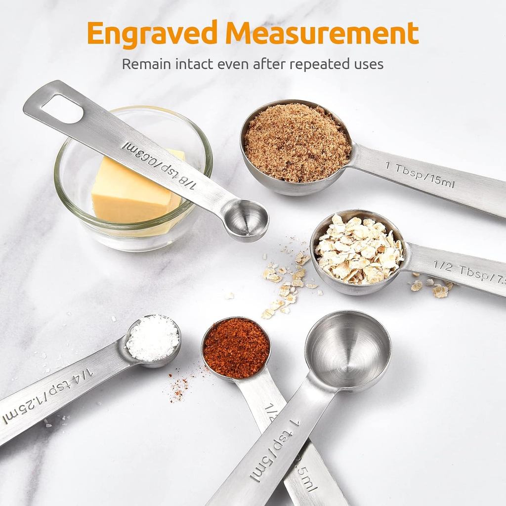 Colheres Medidoras : De Aço Inoxidável U-Taste 18/8 Conjunto De 6 Peças : 1 tsp , 1/4 2 Colher E 1 De Sopa Ingredientes