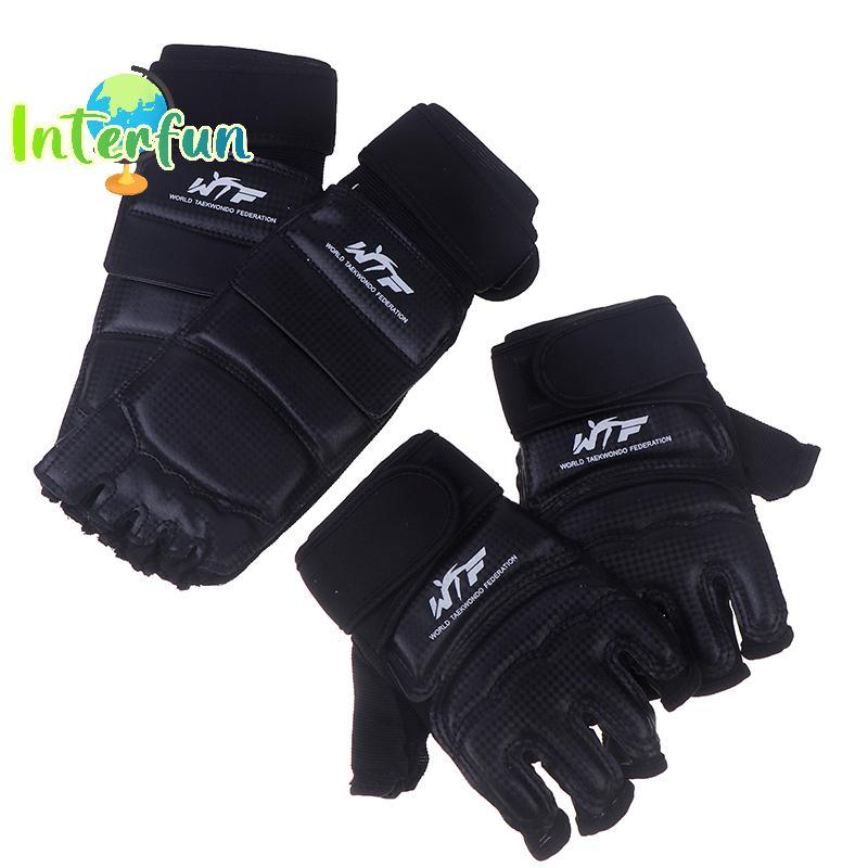 [InterfunB] 1 Par De Luvas De Karatê Para Taekwondo Marcial Couro Pés Equipamento Protetor De Meio Dedo Boxe Protetores