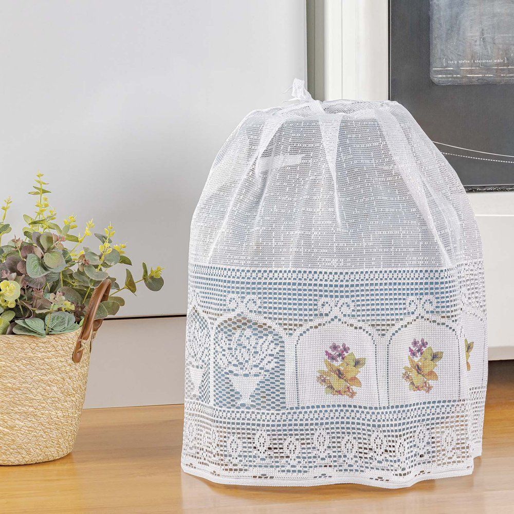 Capa para Botijão de Gás 13kg em Renda com Transfer Flores 100% Poliéster - Flores