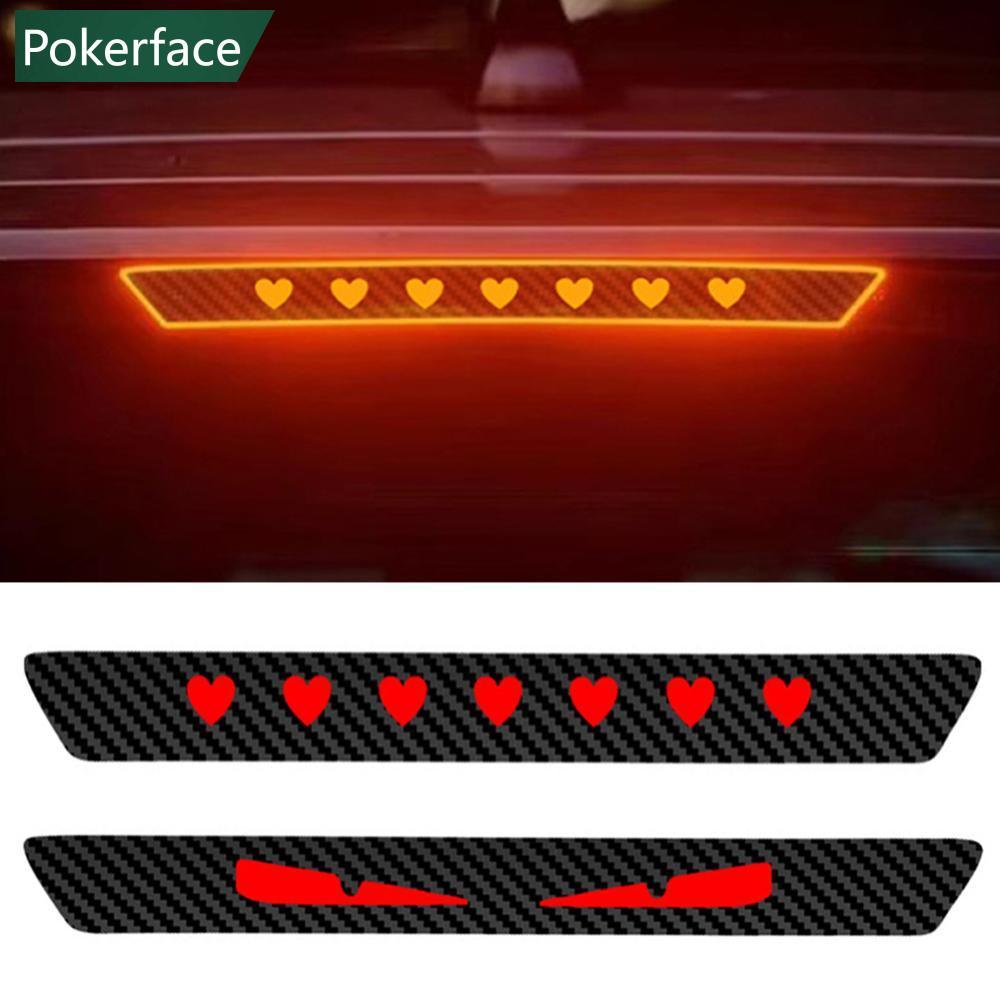 POKERFACE Universal Carro Lanterna Traseira Luzes De Freio Lâmpada Adesivo Protetor Diabo Olhos Coração Fibra Carbono Co