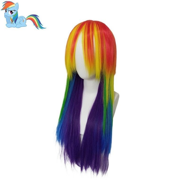 My Little Pony My Little Pony My Little Pony Peruca Antropomórfica de Cabelo Liso Colorido Anime Arco-Íris Colorido COS