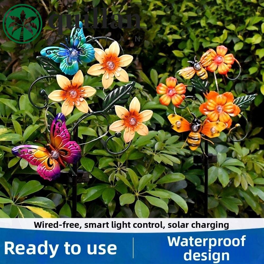 Lâmpada Solar De Abelha Borboleta QUILLAN , Colorida À Prova D'água Para Jardim , Luz De Estaca Criativa