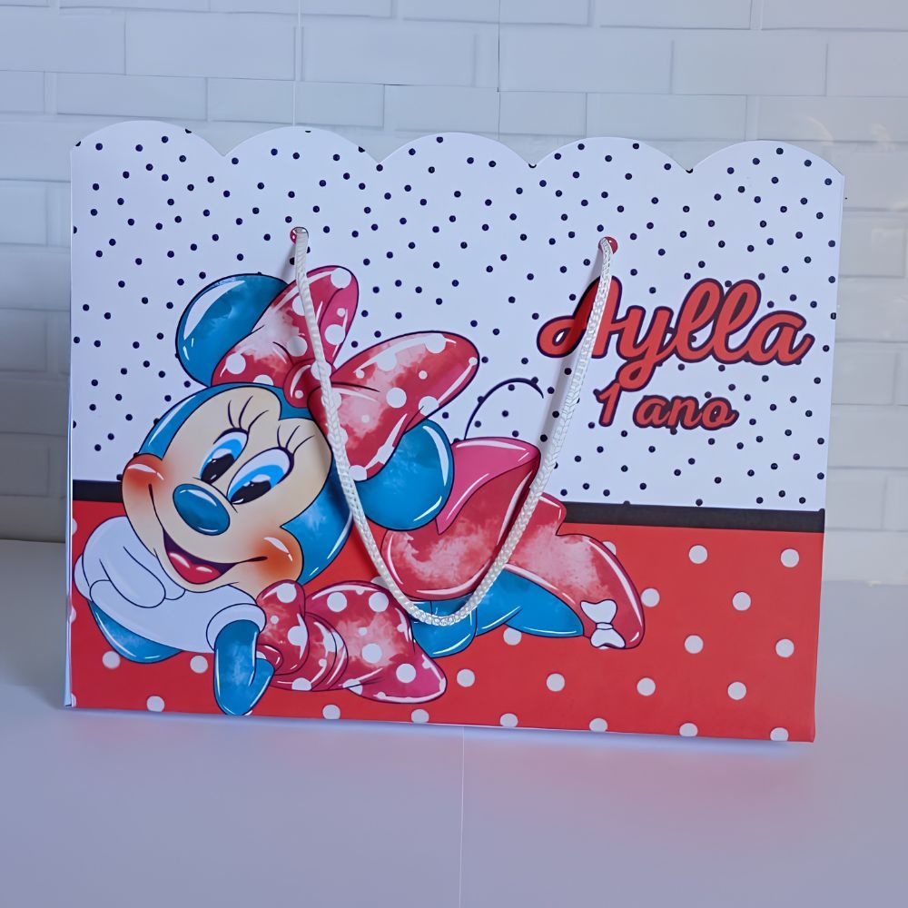 Sacolinha Personalizada Minnie Vermelha (20x15x7cm) Lembrancinhas de Aniversário - PEGUE E MONTE