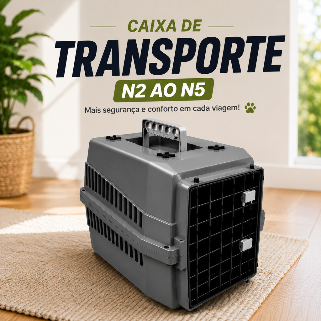 Caixa De Transporte Plástica Para Pet N2 N3 N4 N5 Porte Pequeno e Médio Resistente Durável