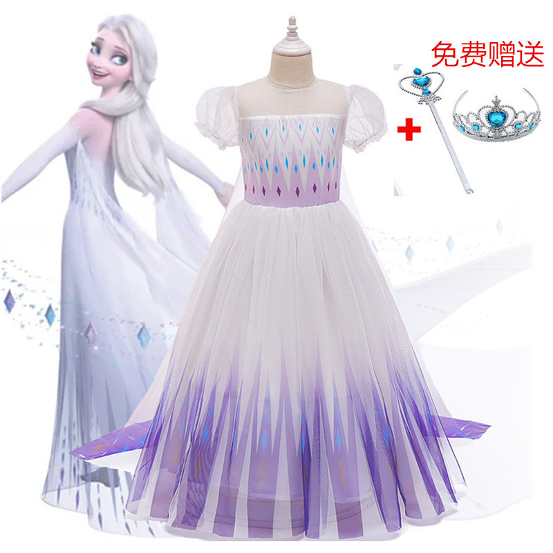 Crianças elsa vestido elsa meninas verão Disney elsa vestido de princesa congelado 2 elsa vestido