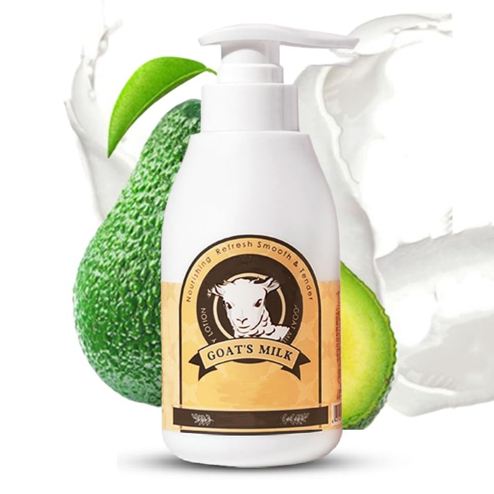 Loção de Leite de Cabra 300ml/10oz, Loção para Rosto, Mãos e Corpo de Leite de Cabra, Hidratante, Cuidado Suave para uma