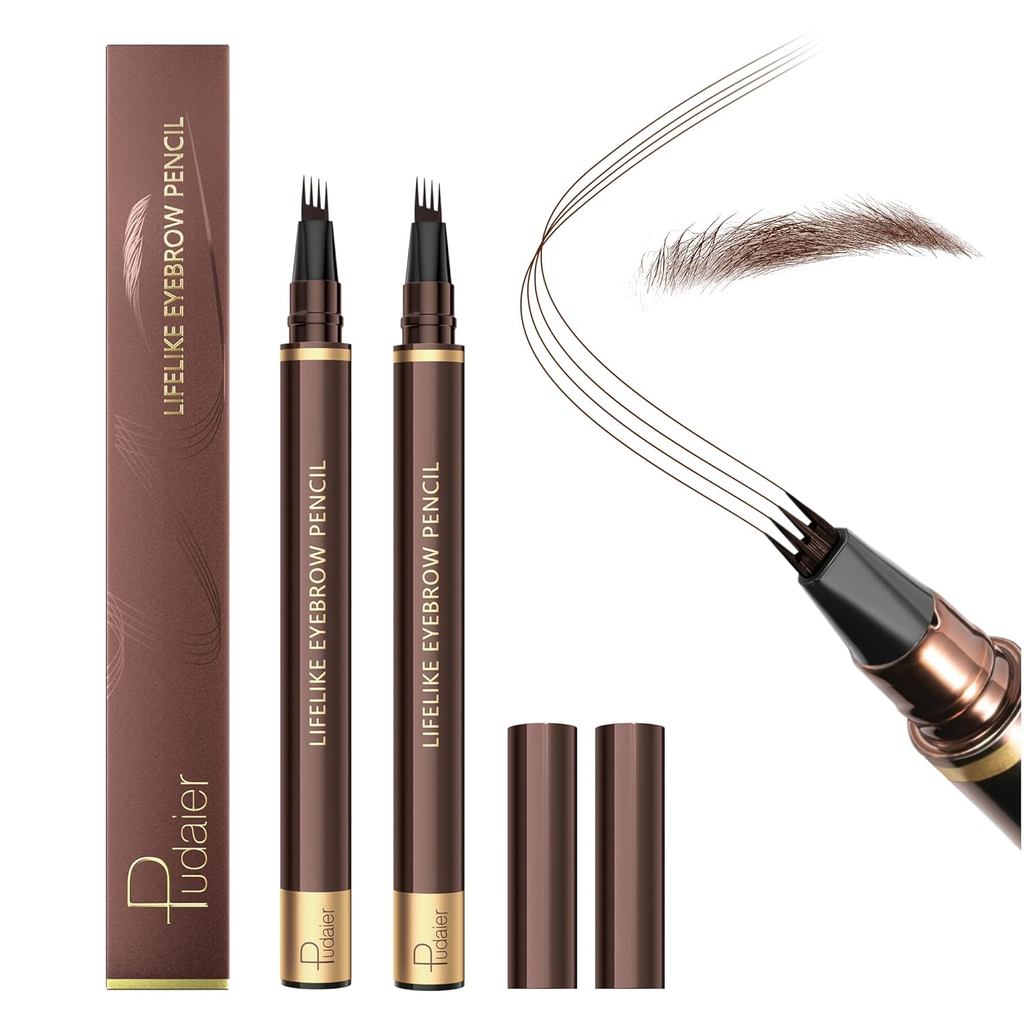 Conjunto de 2 Canetas para Sobrancelhas, Lápis de Sobrancelha à Prova d'Água para Microblading, Caneta de Maquiagem para