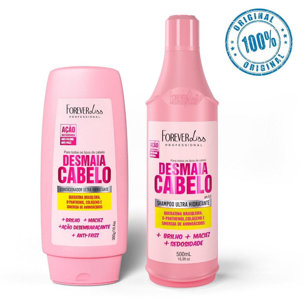 Kit Desmaia Cabelo Ultra Hidratação Shampoo 500ml E Condicionador 300g - Forever Liss