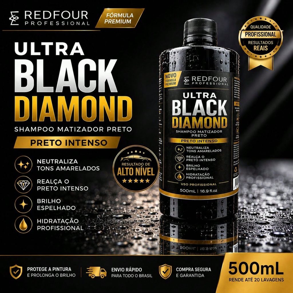 SHAMPOO MATIZADOR EXTRA FORTE ULTRA BLACK DIAMOND REDFOUR 500g
