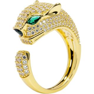 Anéis de Pantera Banhados a Ouro 18K Aura & Irena para Mulheres e Homens - Anéis de Leopardo Ajustáveis que Não Mancham 
