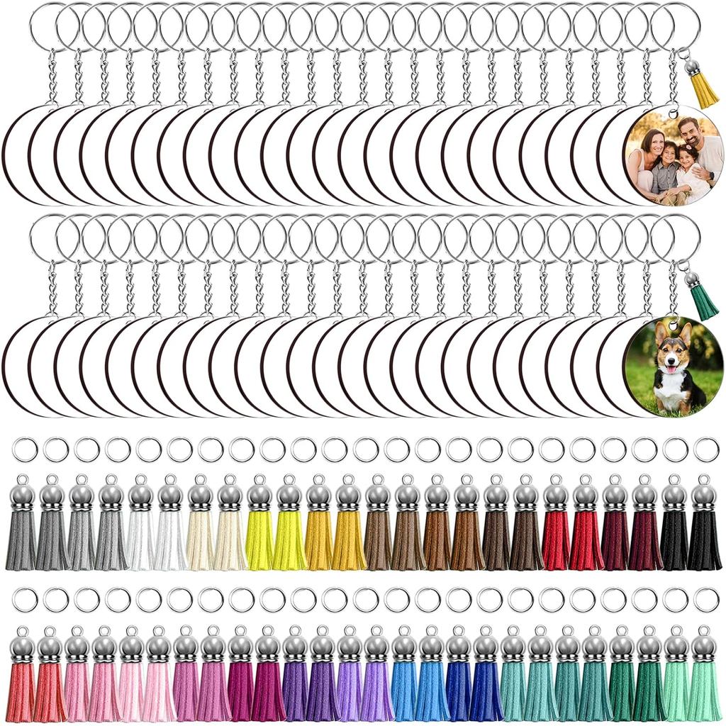 ZOCONE 250 Pcs Round Sublimation Keychain Blanks Bulk, Sublimation Blanks Keychain 2in Heat Transfer Blank Keychains, Do