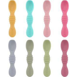 Colheres para Bebês Autoalimentação 6 Meses, Conjunto de 8 Colheres de Silicone de Grau Alimentício Seguras para Desmame