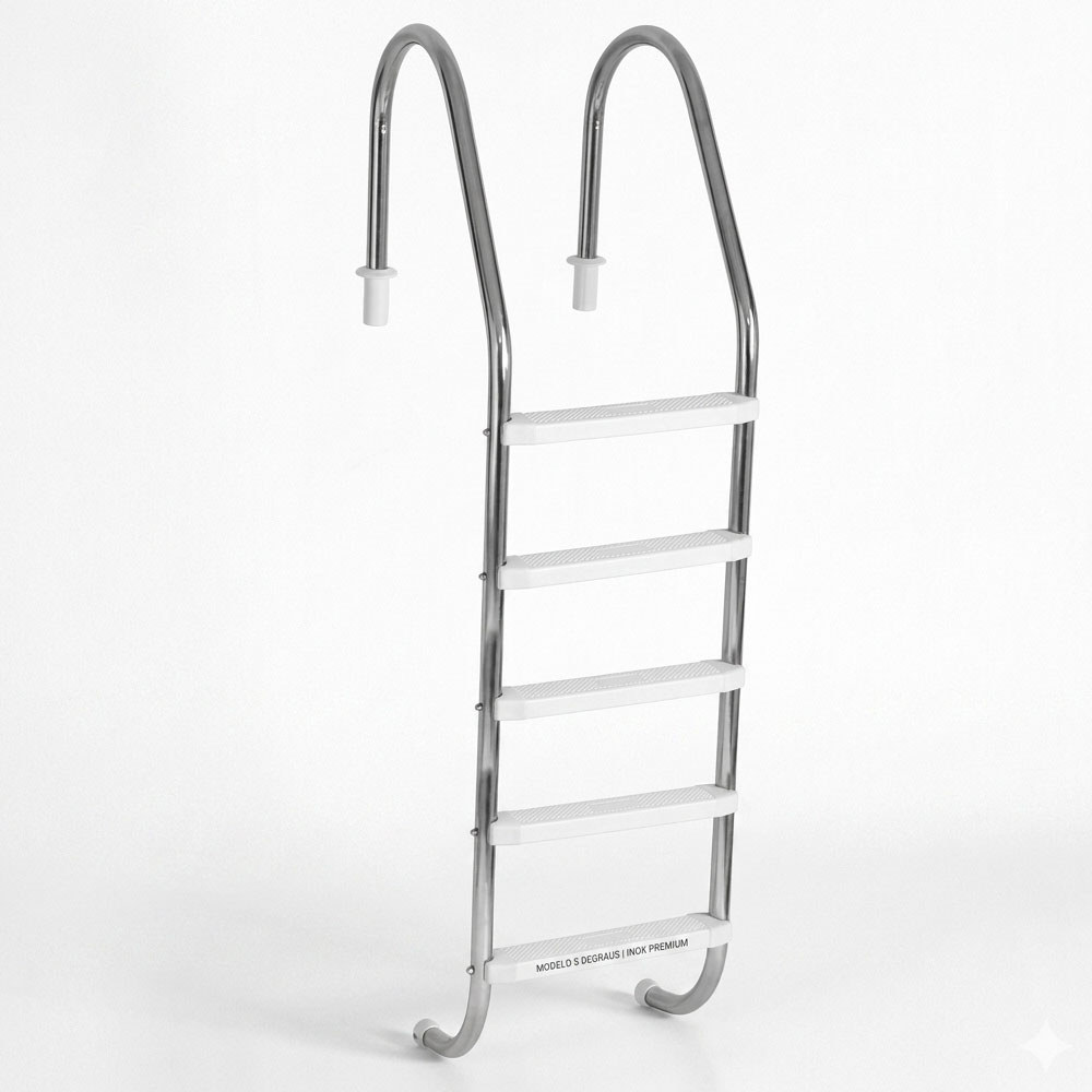 Escada Sodramar Inox 304 5 Degraus Para Piscina