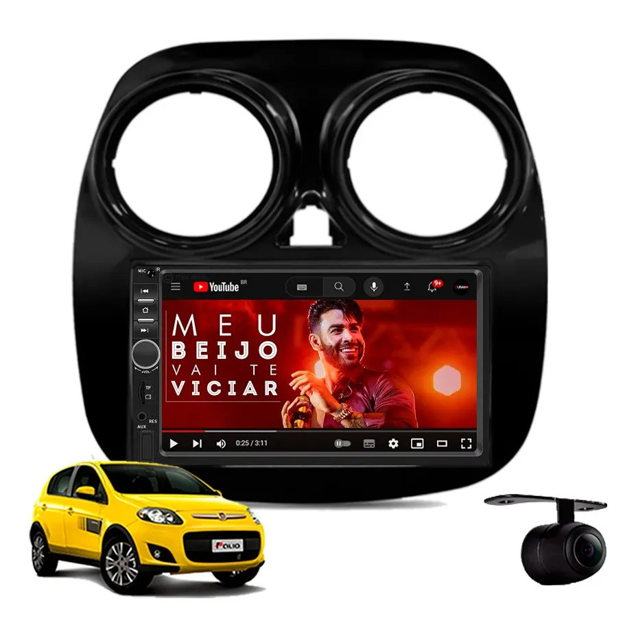 Central Multimídia Fiat Novo Palio Black Piano 2012 À 2018