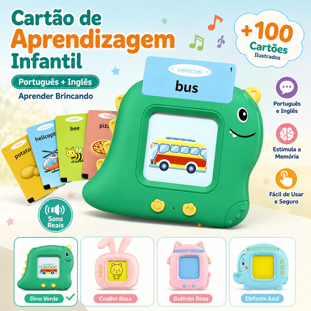 Pronúncia Máquina Cartões Aprendizagem Oral Educacional [Português e Inglês]