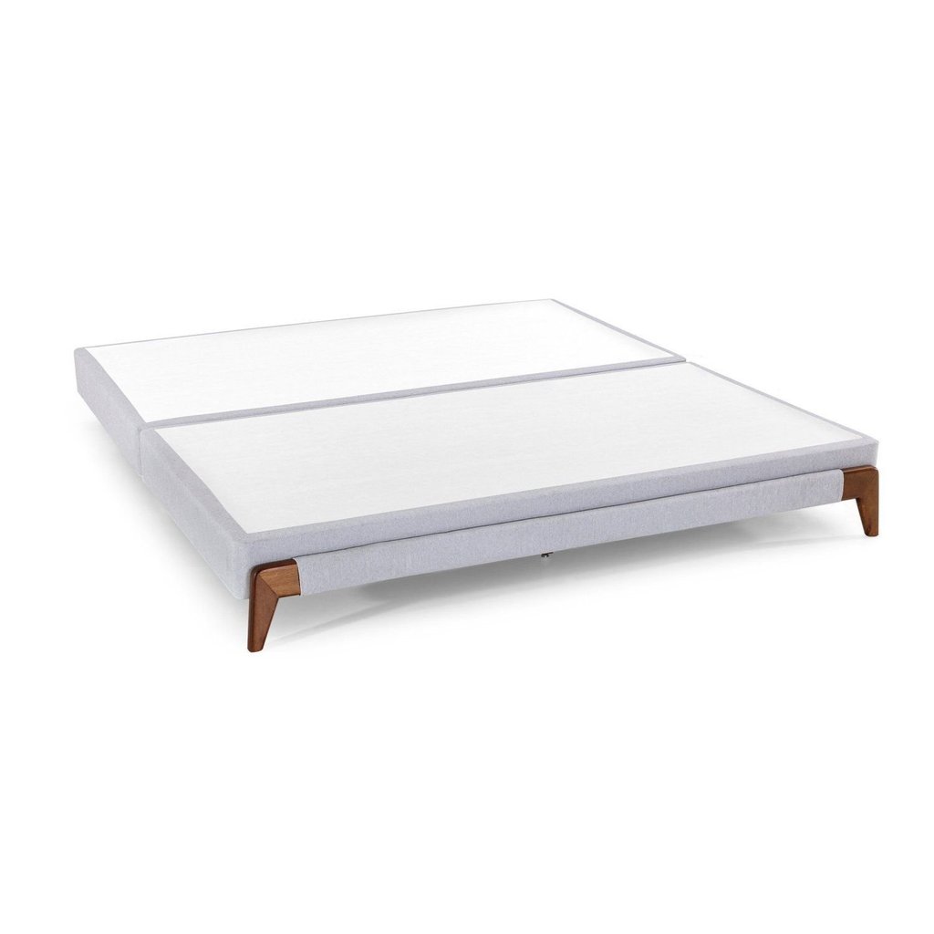 Base Box Casal Normal Linho 138CMX15CMX188CM Cairo Herval Cinza Claro Casal
