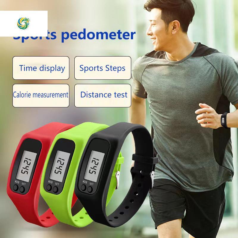 LED Pedômetro Pulseira Contador De Passos Relógio 12/24H Exibição Tempo Passo Silicone Traer Fitness