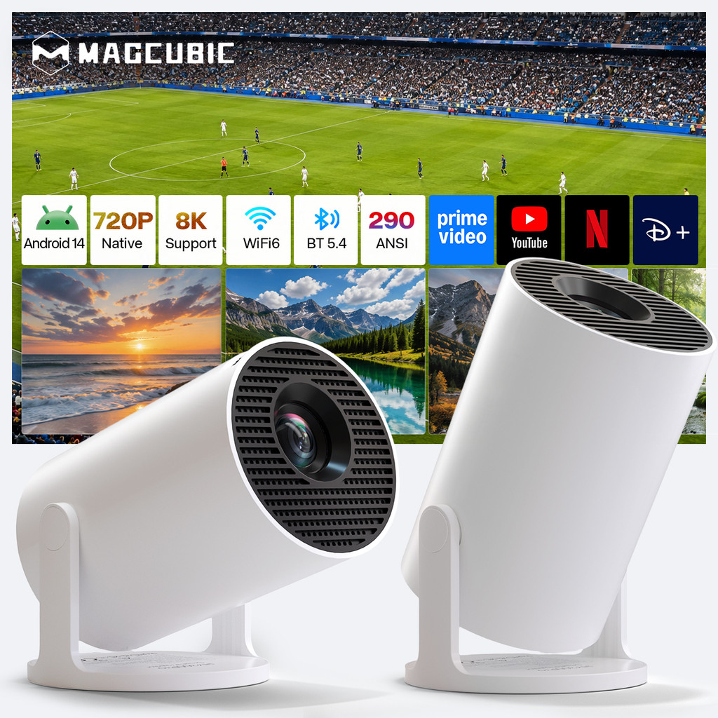 Projetor Magcubic HY300Pro Original 4K Mini Portátil Smart Android WiFi 6 Bluetooth5.4 Alto Falante Embutido