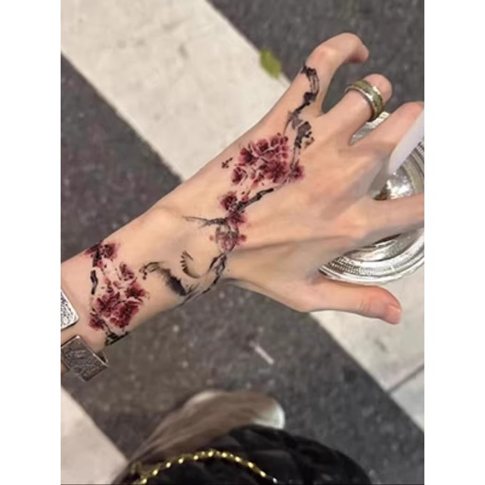Nova cor chinesa tatuagem adesivos feminino à prova dwaterproof água de longa duração estilo chinês clavícula pulso braç