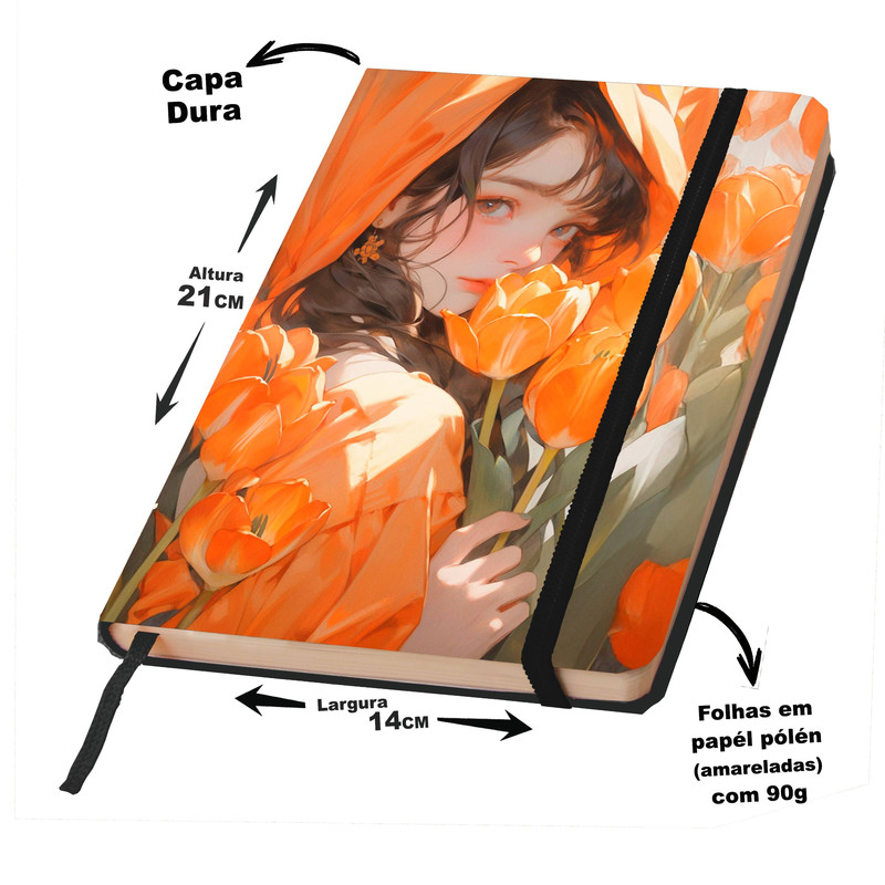 Moleskines Coleção Garotas Florais 3D | Capa Dura, Vintage & Clássico | 14 x21 cm