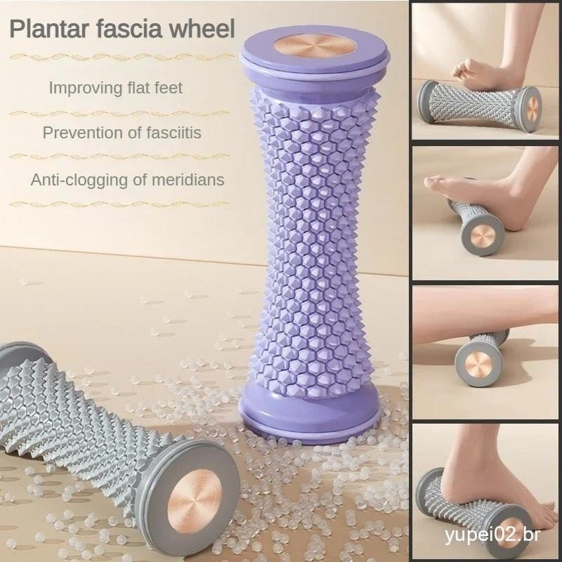 Massageador de Pés, Rolo de Massagem para Yoga, Bola Plantar, Cuidado e Relaxamento da Fáscia Muscular, Manual, Plástico