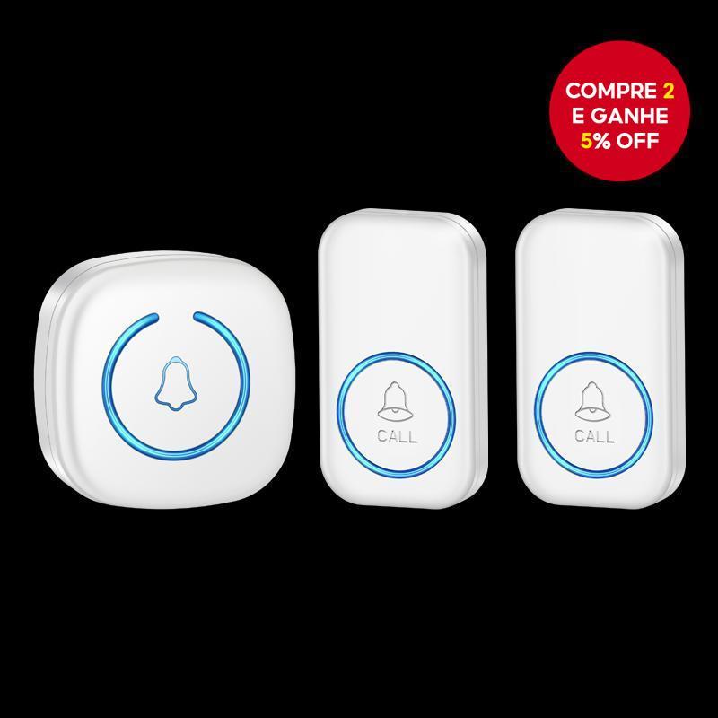 Conjunto de campainha sem fio mini: 1 receptor + 2 botões à prova d'água, alcance de 1000 pés, equipado com 60 melodias,