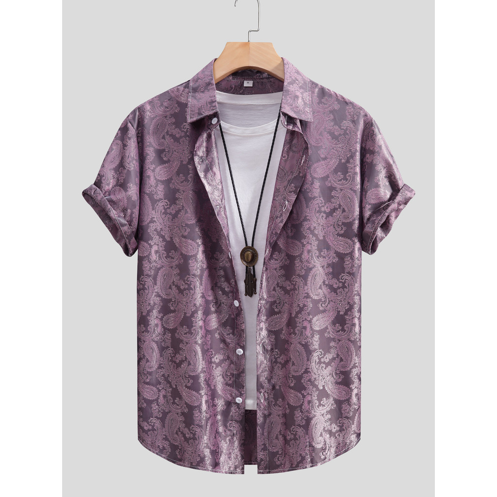 2026 verão novo estilo moda Floral camisa de manga curta masculina tamanho grande solto camisa americana na moda camisas