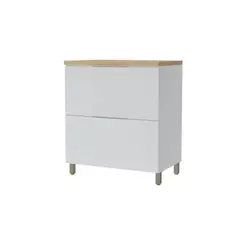 Balcão de Cozinha Marquesa 1 Porta Basculante e 1 Gaveta c/ Tampo 80cm Branca/Nature - Nesher