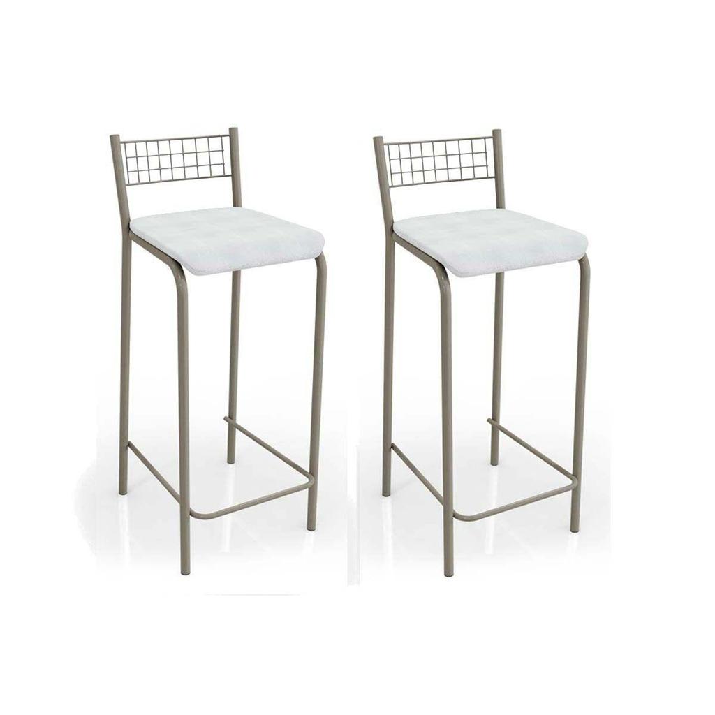 Banqueta de Cozinha Gênova 2B705NK Kit 2 Un Niquel/Courano Branco - Kappesberg