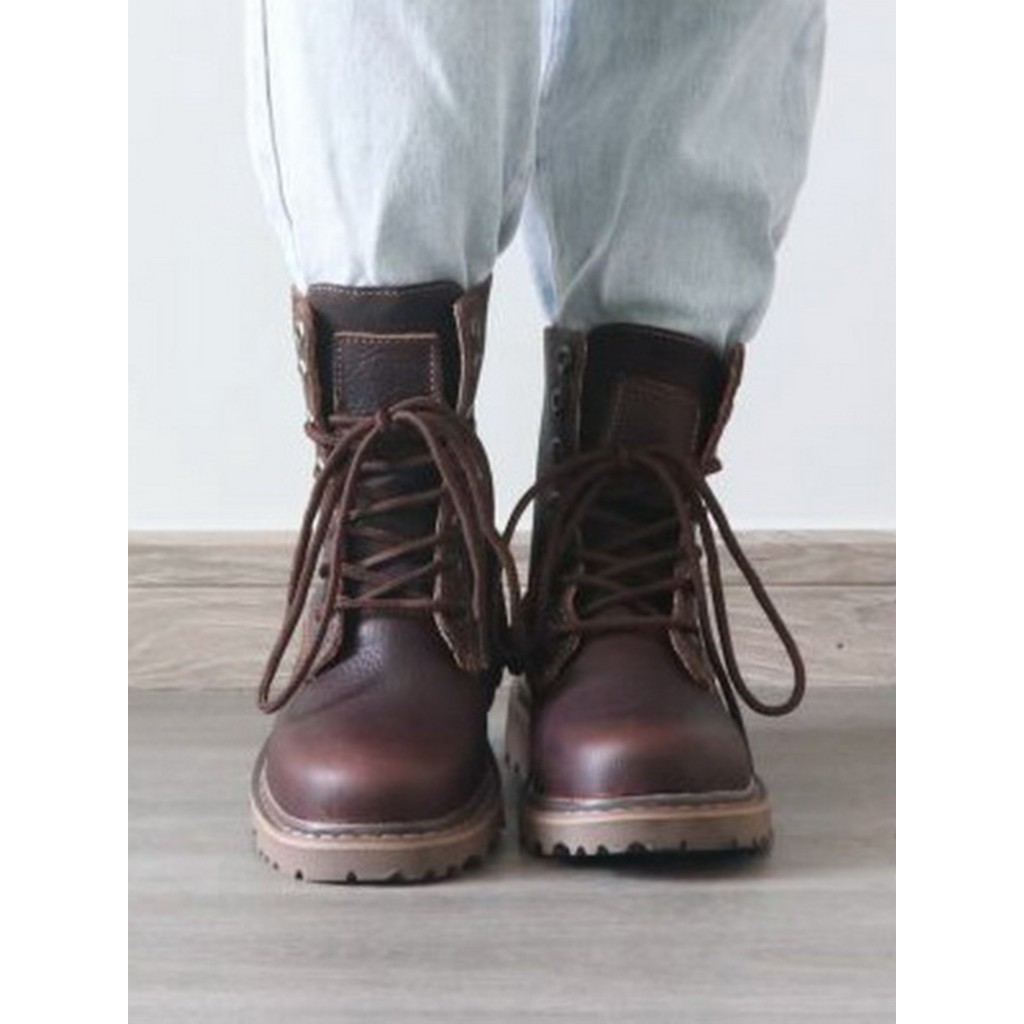 Botas Martin de couro botas femininas Retro botas curtas couro genuíno dedo do pé redondo botas gerais botas de couro ao